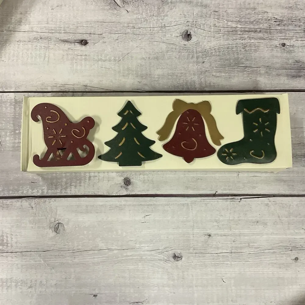 Pier One Holiday Napkin Rings 2 Sets Metal Christmas Stocking Sled‎ Bell Tree